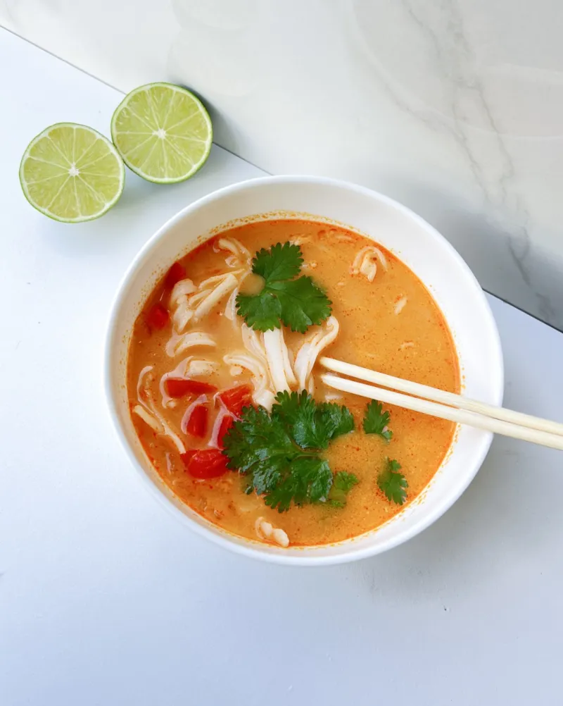 The best Thai red curry noodle soup with coconut milk