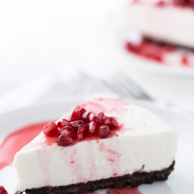 Greek Yogurt Cheesecake with Pomegranate Syrup