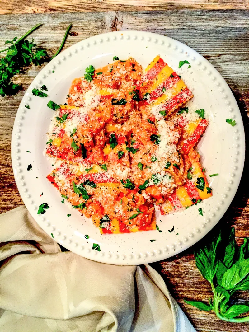 Lobster Ravioli with a Creamy Parmesan-Tomato Sauce