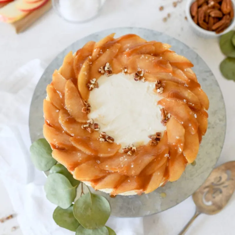 Gluten Free Salted Caramel Apple Cheesecake