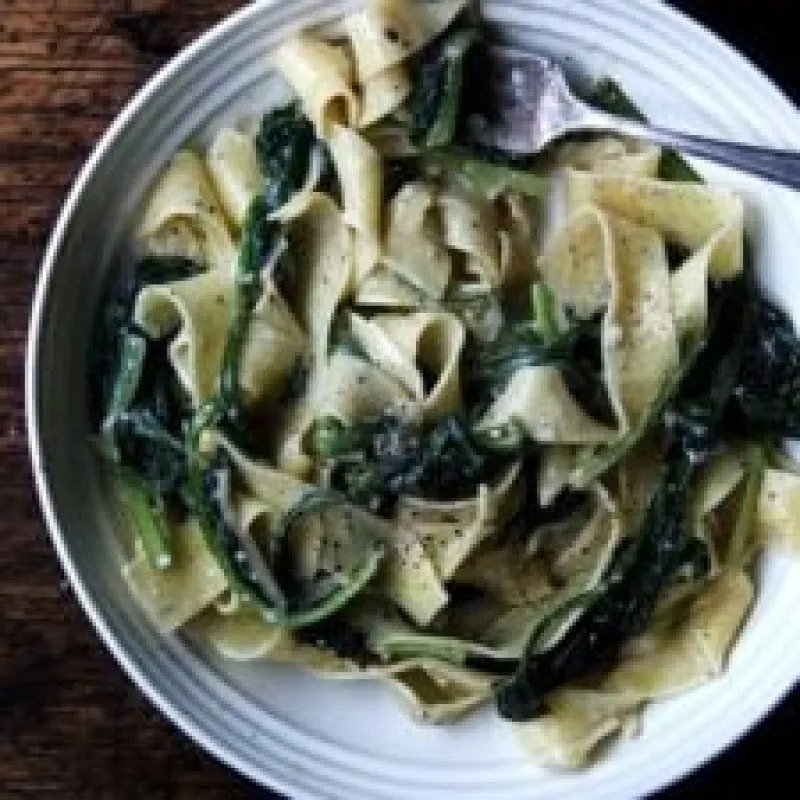 Weeknight Carbonara: No Bacon, Loaded with Greens