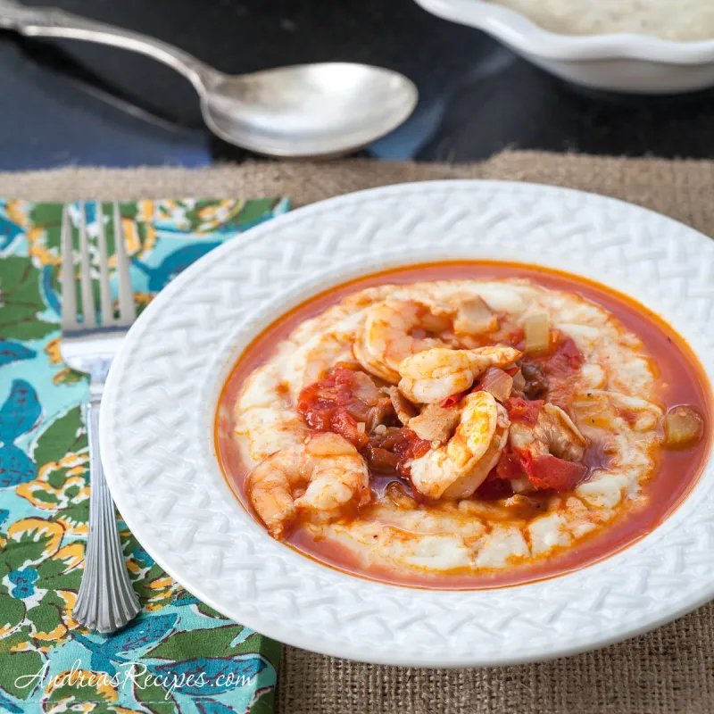 Shrimp in Tomato Gravy with Creamy Grits (aka Shrimp and Grits)