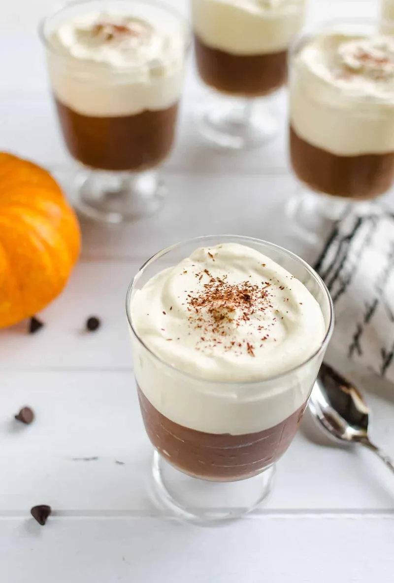 Easy Chocolate Mousse with Pumpkin Whipped Cream