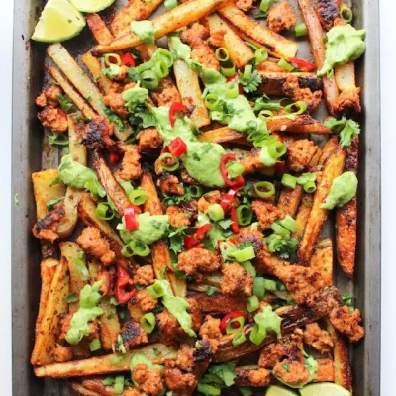 Baked Cajun Fries with Avocado Crema