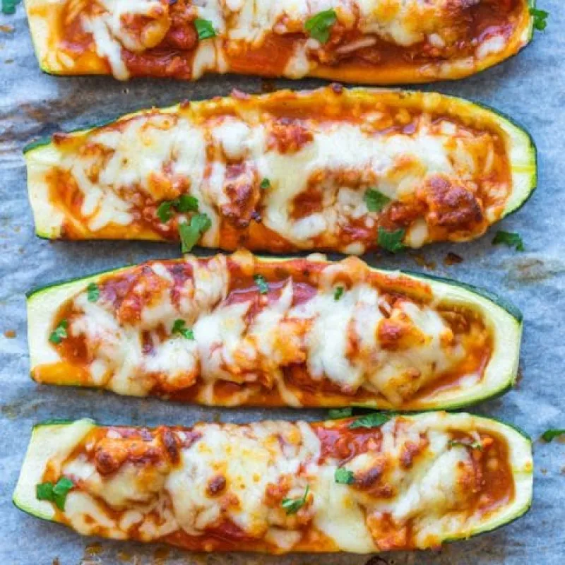 Sausage Pizza Stuffed Zucchini Boats