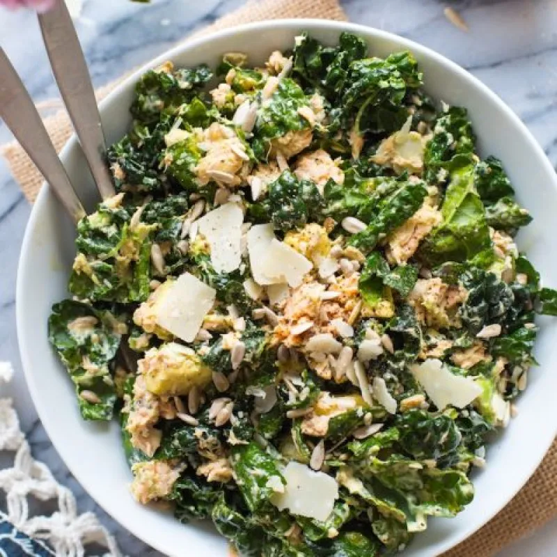Salmon and Kale Caesar Salad