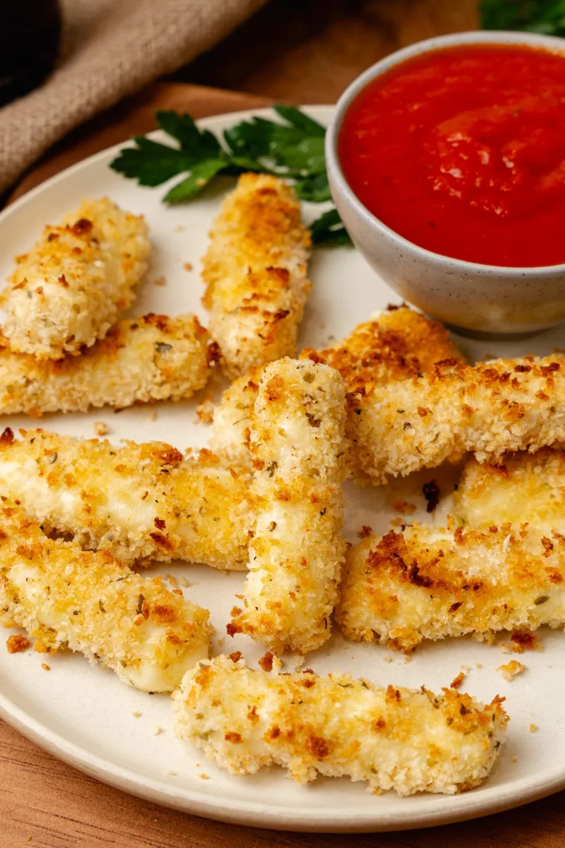 Baked Mozzarella Sticks with Marinara Sauce