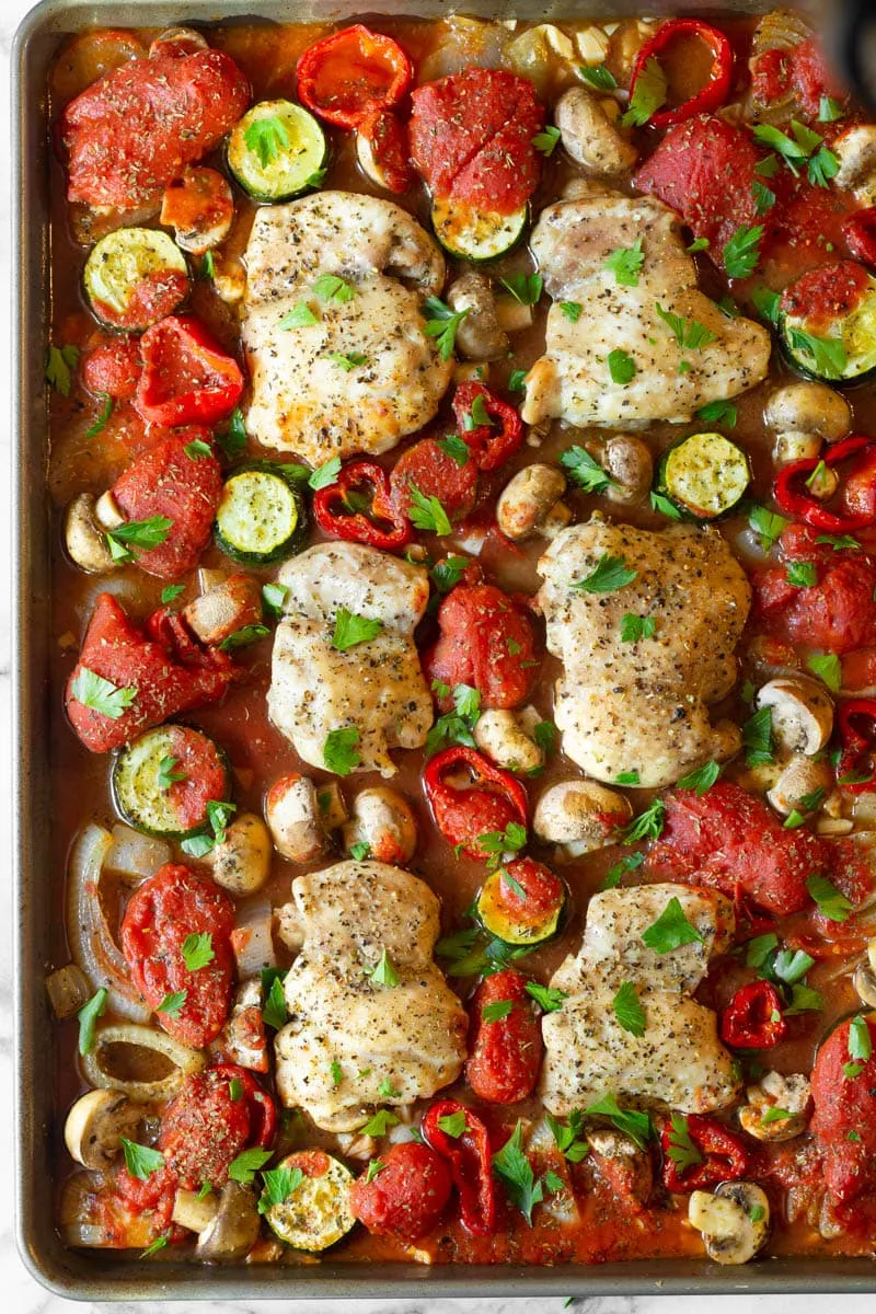 Low Carb Sheet Pan Chicken Cacciatore