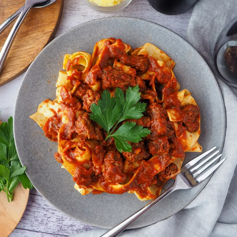 Slow cooker lamb ragu
