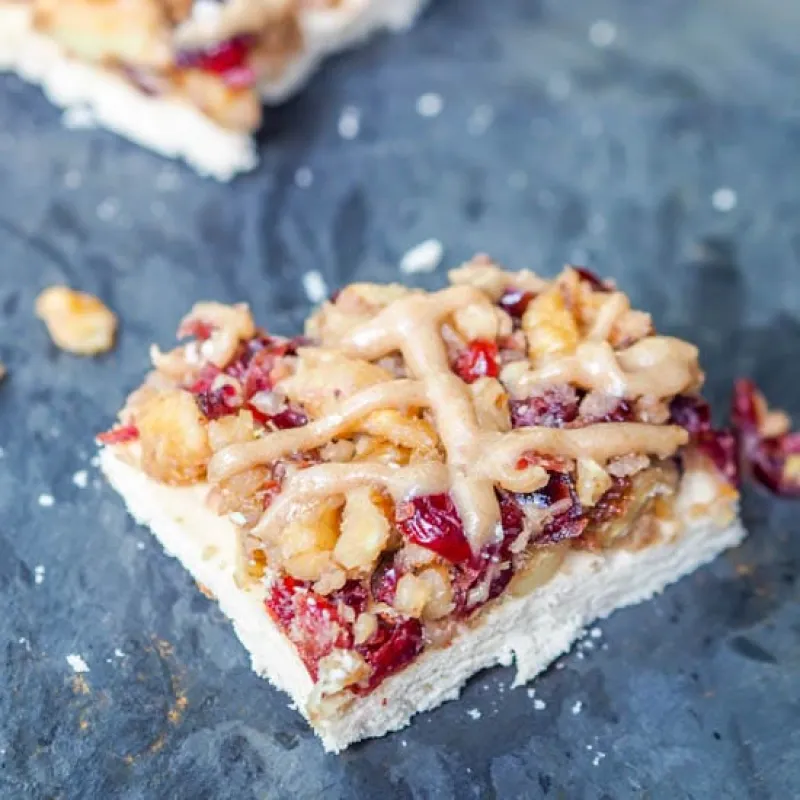 Cranberry Shortbread Bars with Walnuts {GF, Vegan}