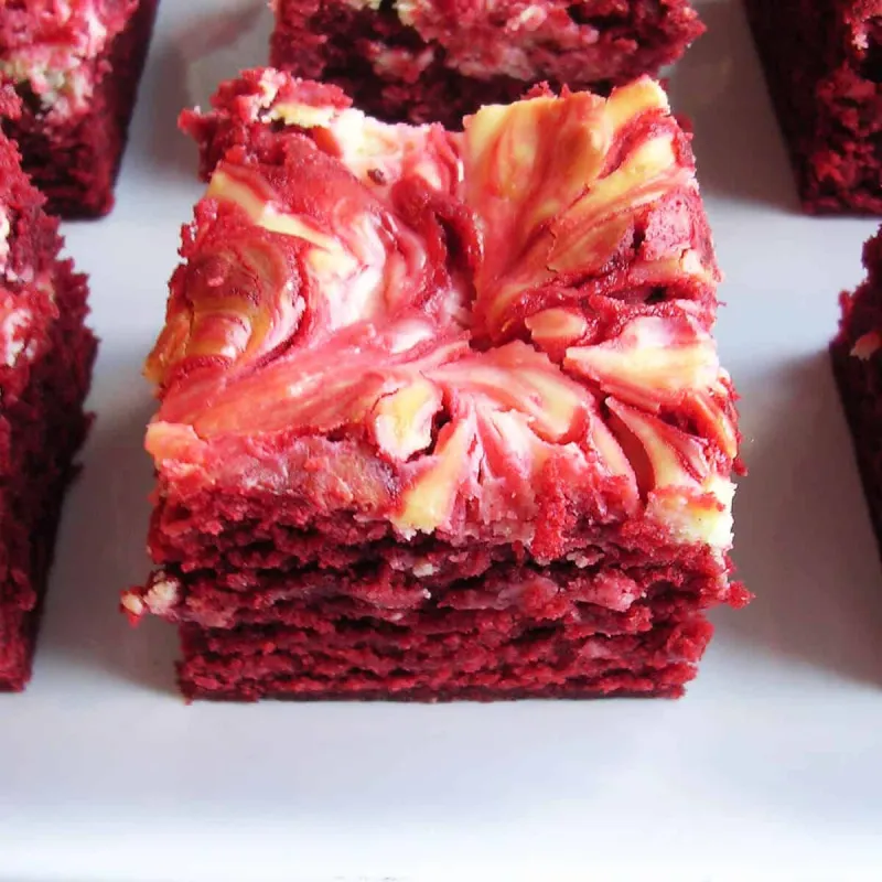 Red Velvet Brownies with Cheesecake Swirl
