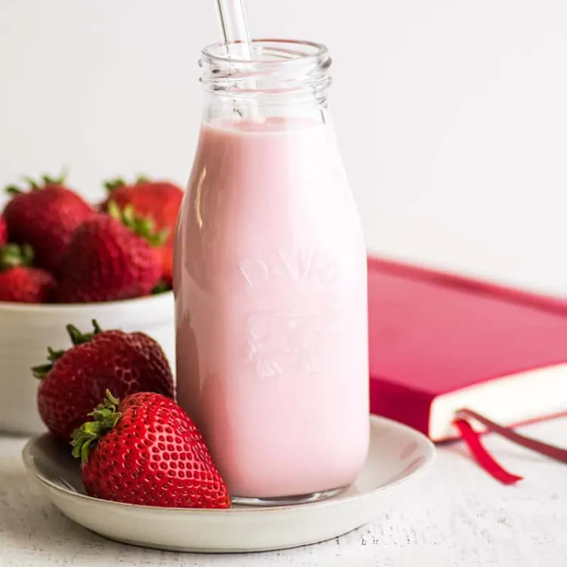 Homemade Strawberry Milk for One or Two