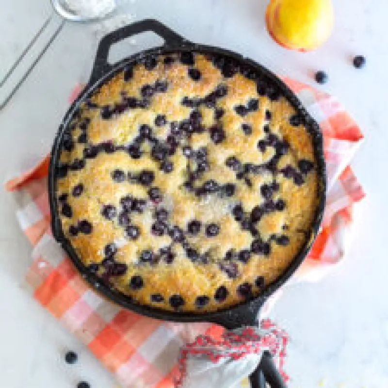 Blueberry Peach Cornmeal Skillet Cake