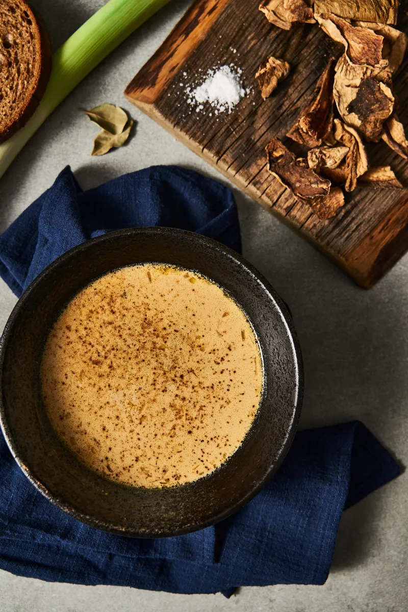 Transcarpathian Mushroom Soup (Yushka) with dried porcini mushrooms