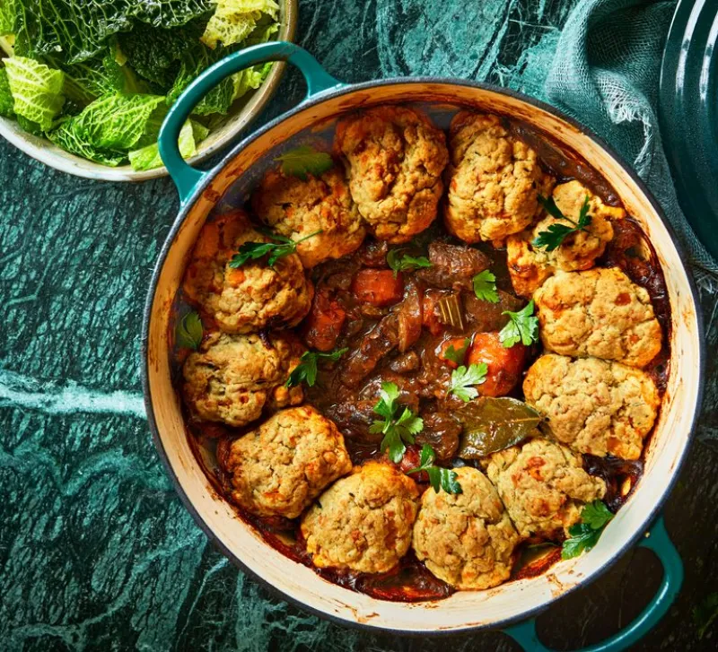 Next level beef stew & dumplings