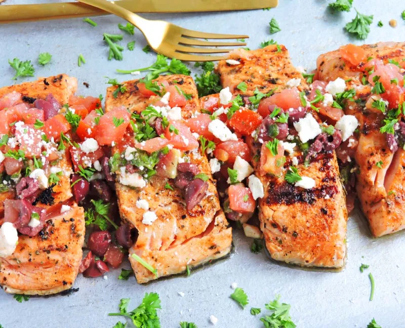 Grilled Mediterranean Bruschetta Salmon