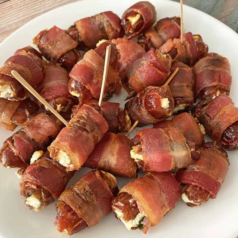 Bacon Wrapped Dates with Goat Cheese