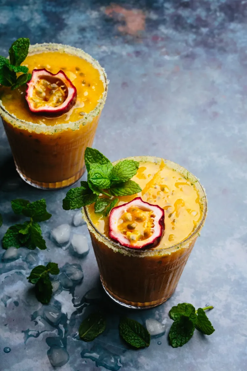 Passion fruit mango mint margaritas