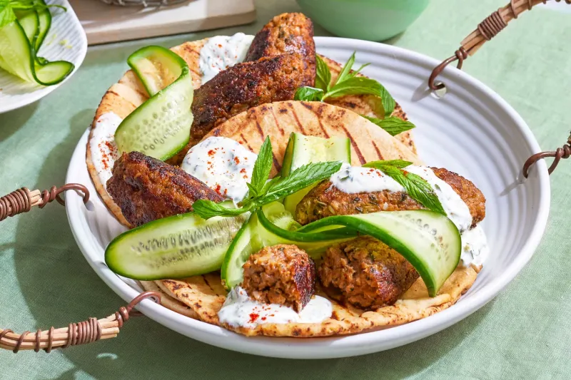Lamb kofta and pita bread