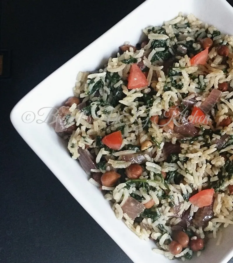 Chana Palak Pulao (Chickpeas Spinach Rice)