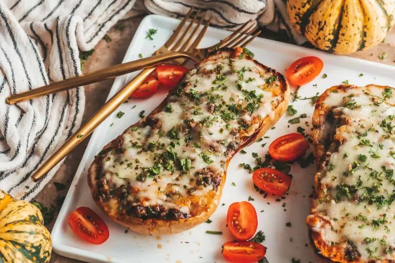 Loaded Butternut Squash Boats