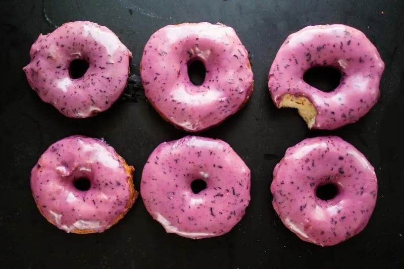 Bourbon blueberry basil donuts