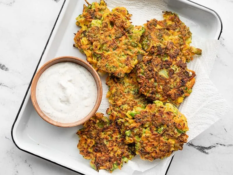 Vegetable Fritters with Garlic Herb Dipping Sauce