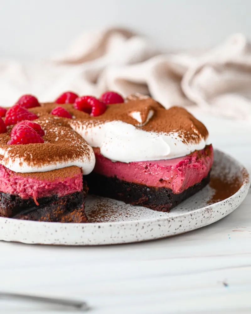 Raspberry Brownie Pie