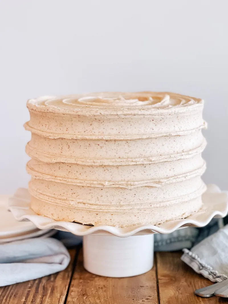 Banana Lemon Cream Cake with Caramel Sauce, Toasted Coconut and Pecan Buttercream