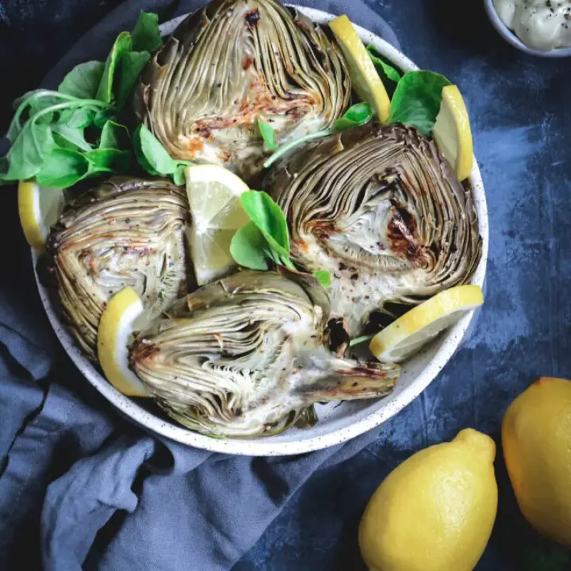 Roasted Artichokes with Lemon Aioli