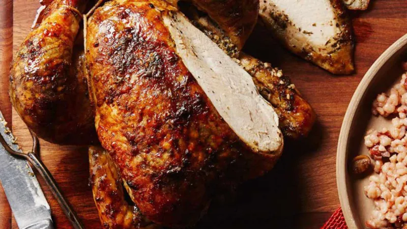 Herb Roasted Chicken with Cranberry Barley Pilaf