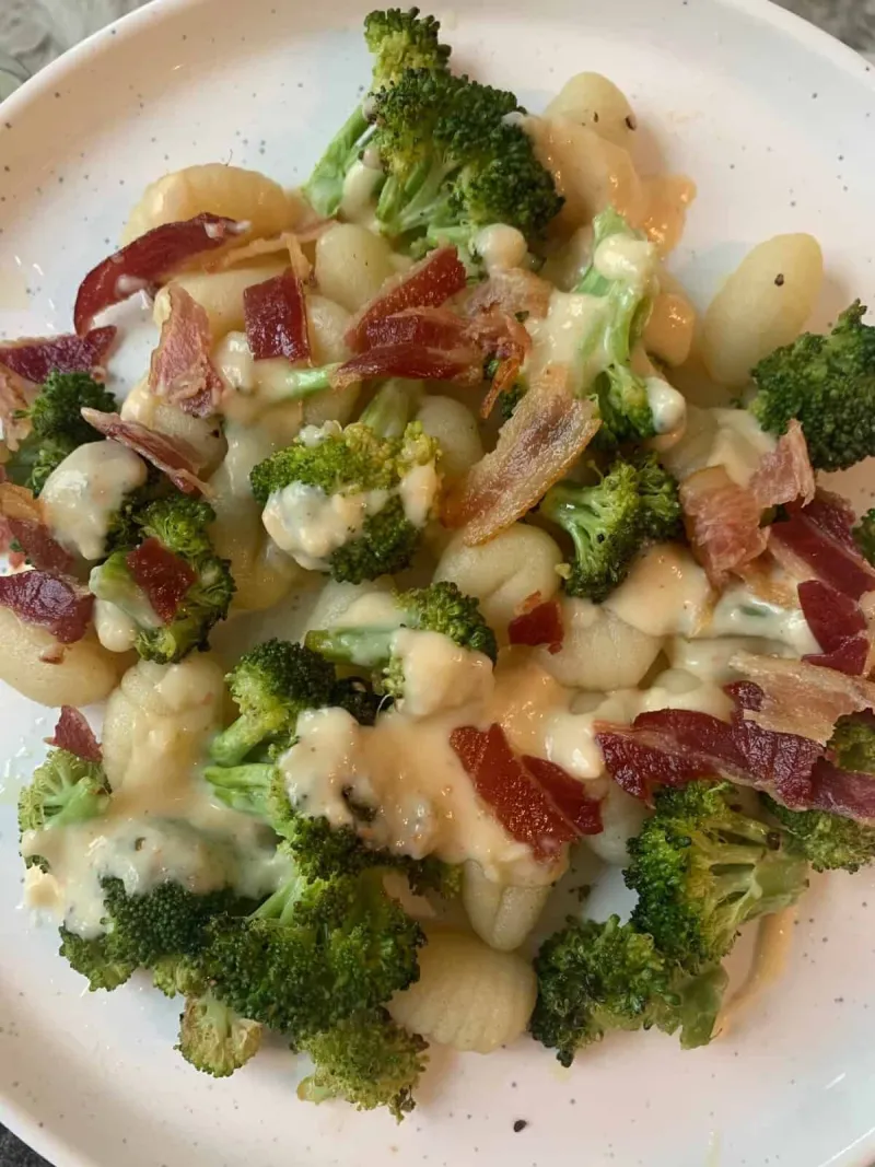 Sheet Pan Broccoli, Cheddar, and Bacon Gnocchi