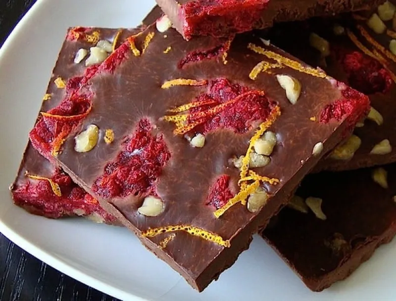 Walnut Raspberry Chocolate Bark