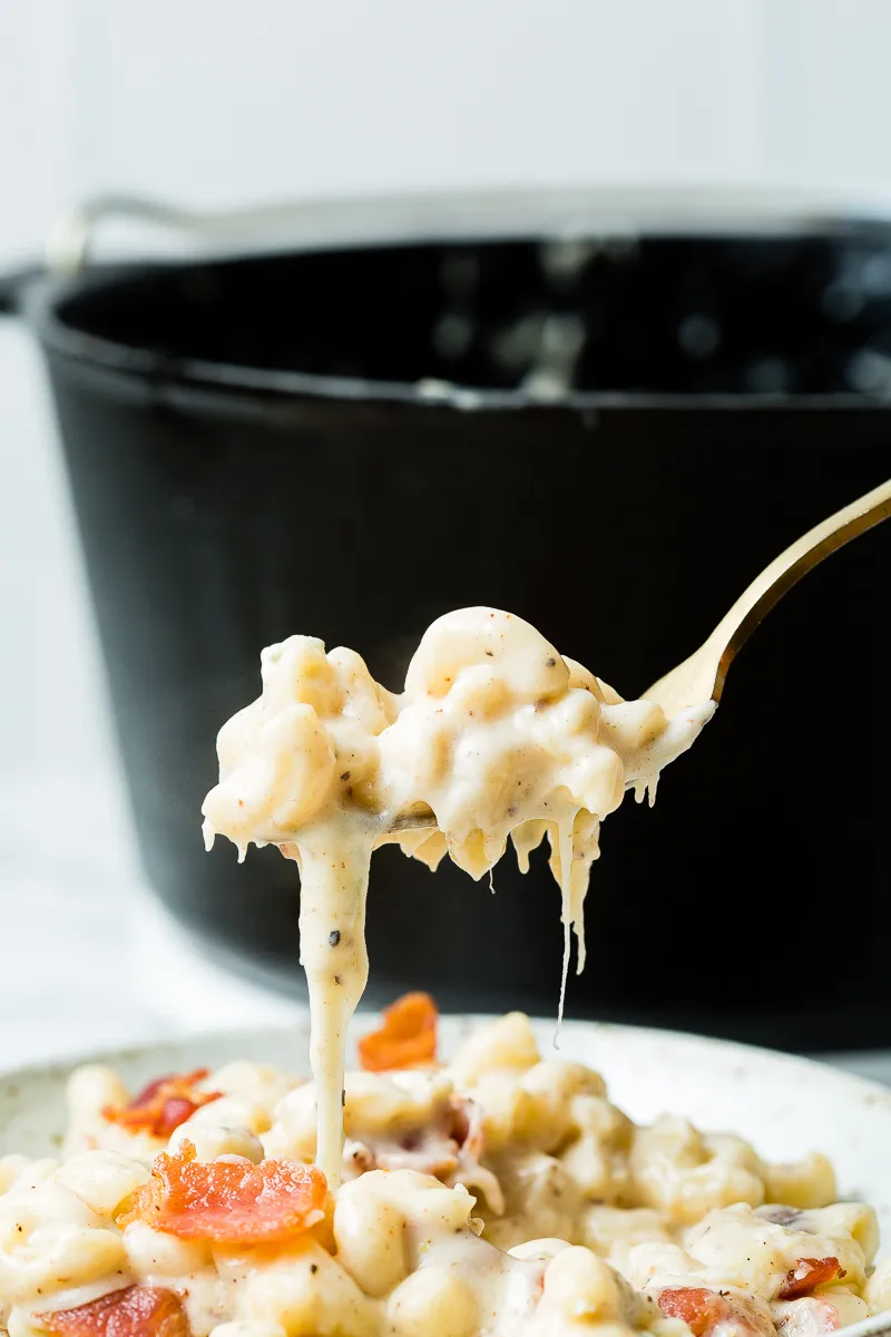 Dutch Oven Bacon Mac and Cheese