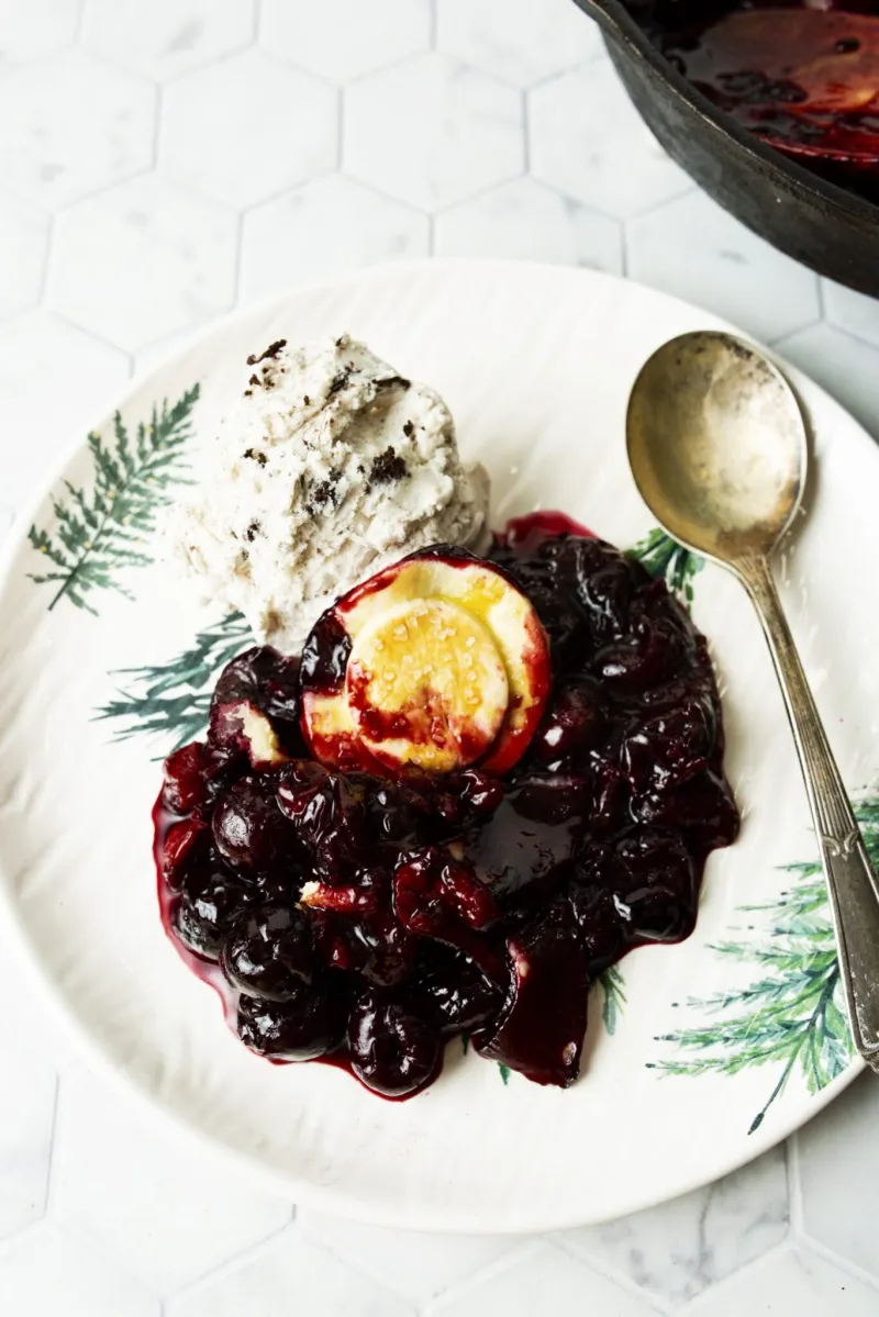 Cherry Bourbon Rosemary Pandowdy