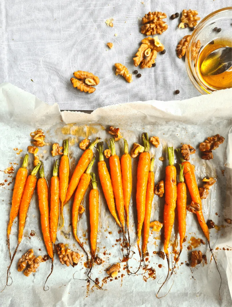 Honey glazed carrots with walnuts