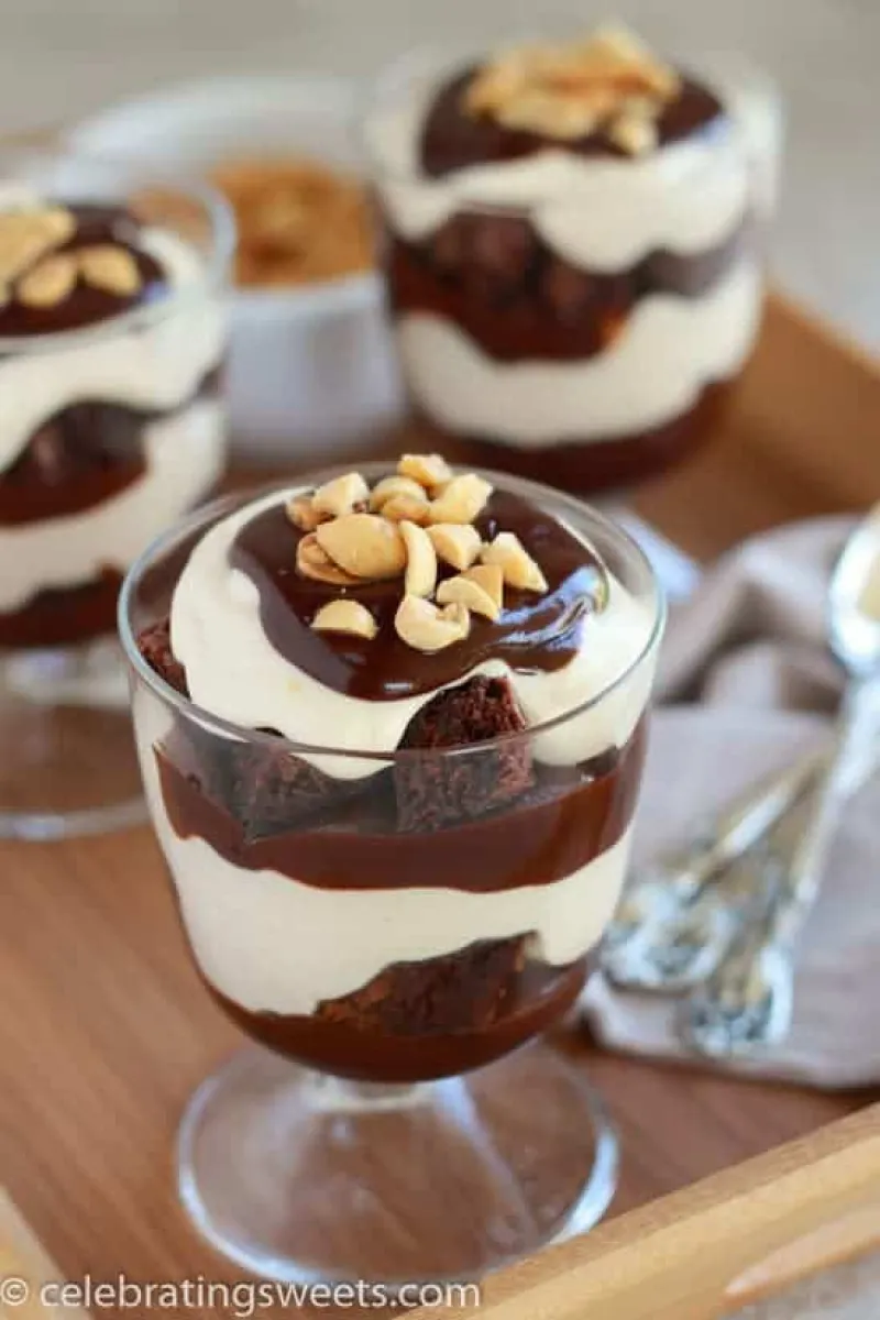 Chocolate Peanut Butter Brownie Trifles