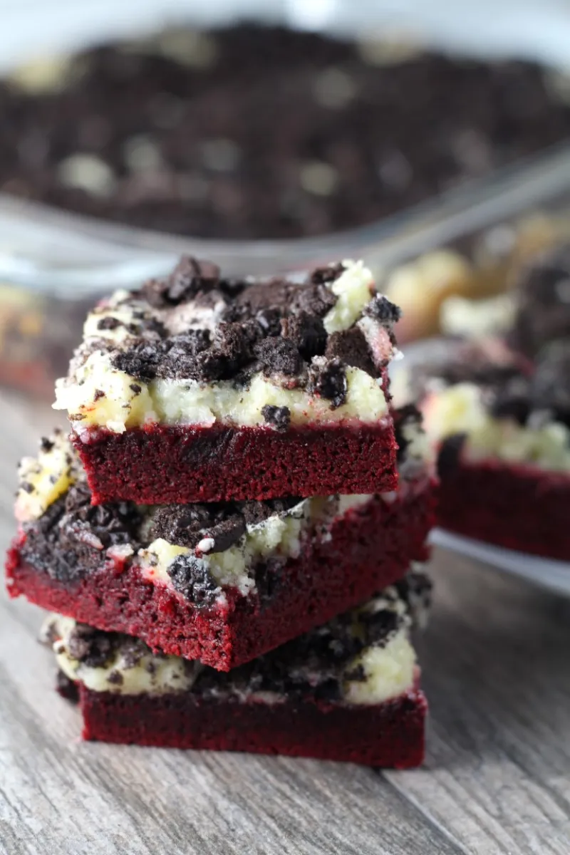 Red Velvet Cookies and Cream Bars