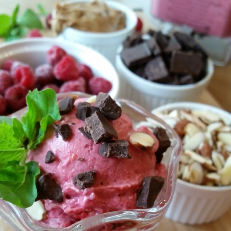Raspberry Almond Butter “Ice Cream”