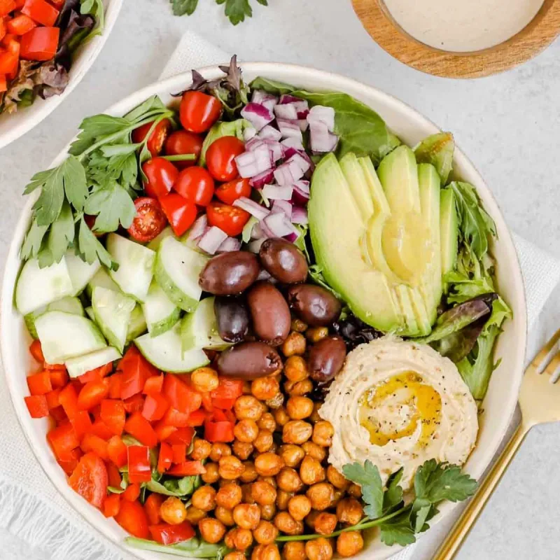 Vegan Mediterranean Buddha Bowl (w/ tahini dressing)