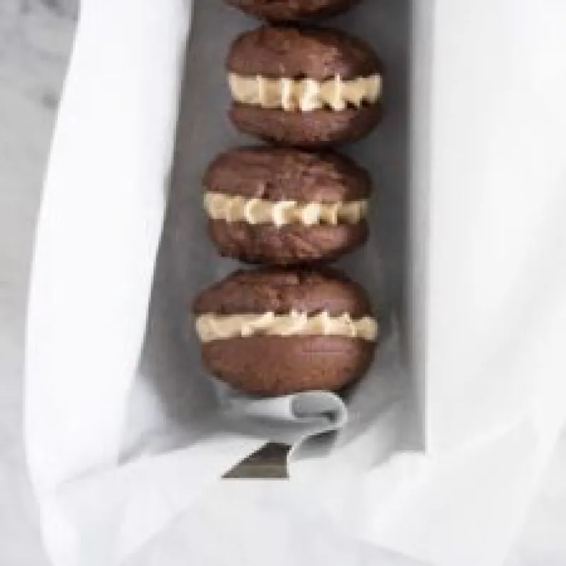 Chocolate stout cookies with coffee german buttercream