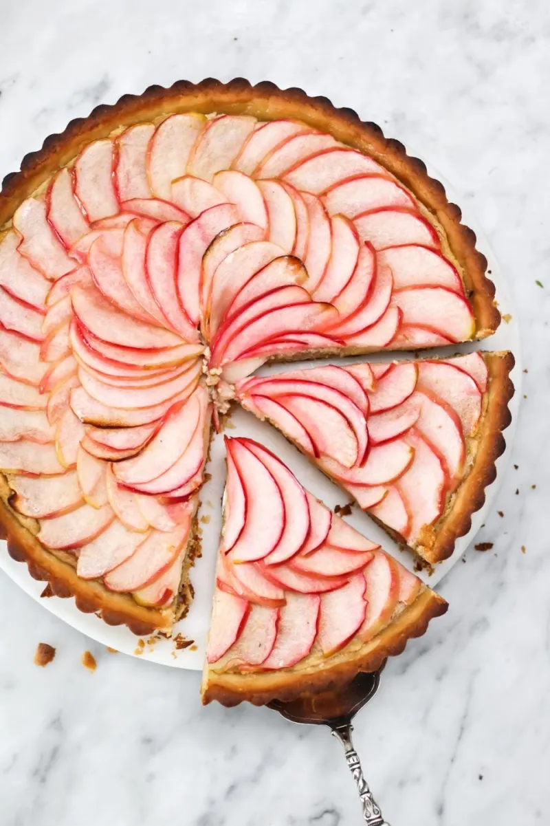 Hibiscus Apple Tahini Frangipane Tart