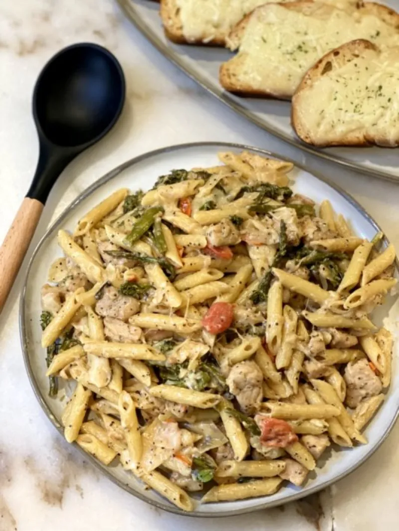 Chicken Broccolini Pasta with Creamy Parmesan Sauce