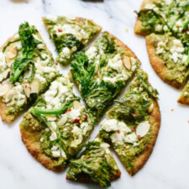 Roasted Broccoli Rabe and Pesto Flatbread