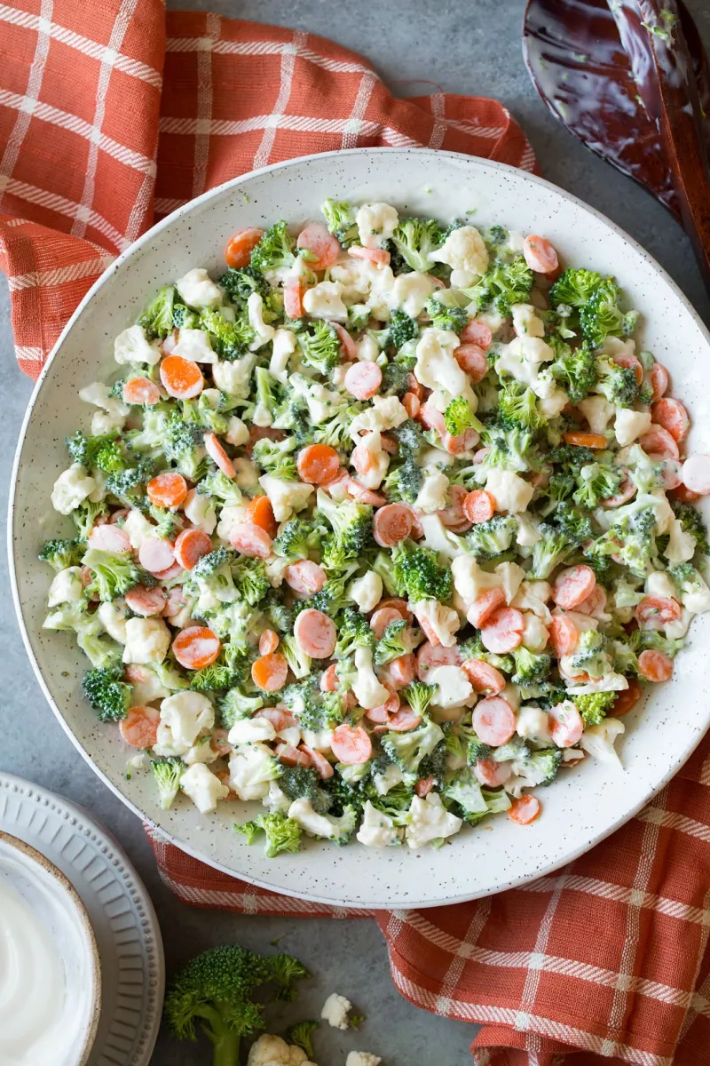 Broccoli Carrot and Cauliflower Coleslaw Salad