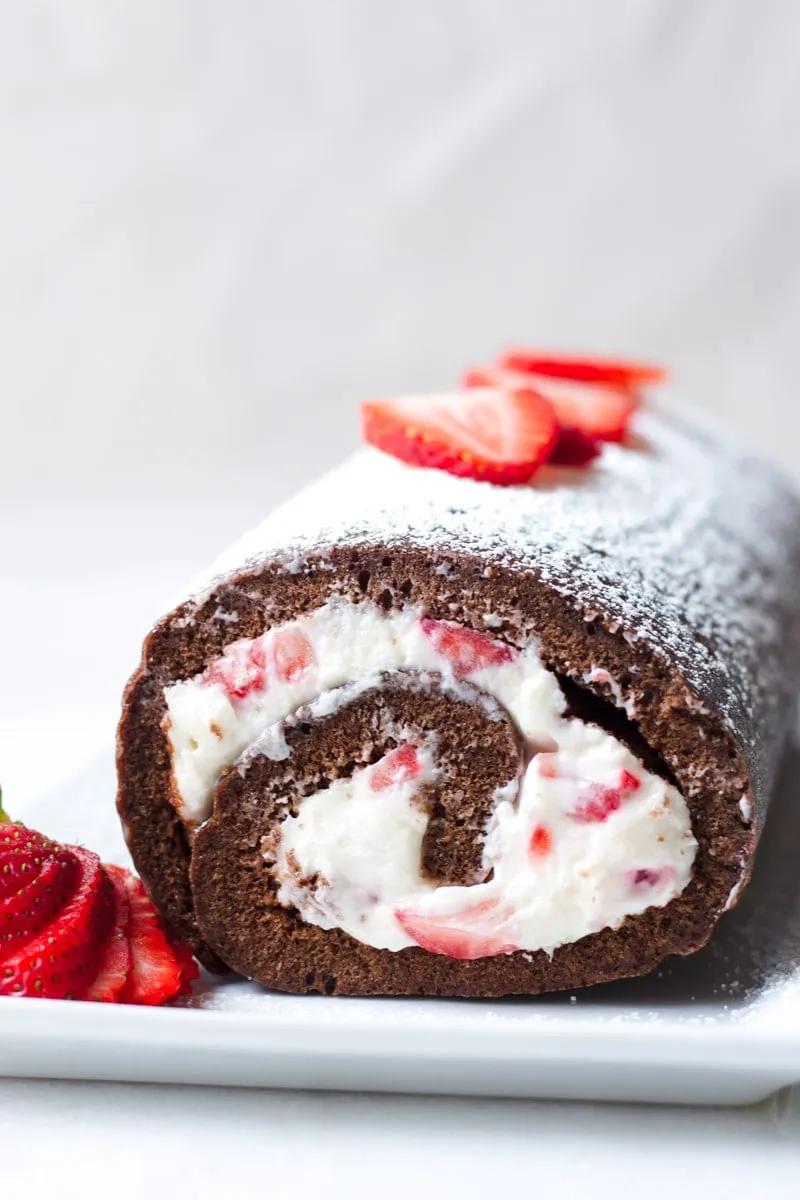 Strawberry Chocolate Roll Cake