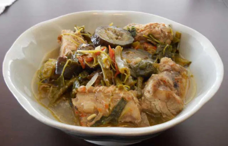 Pork Rib Soup w/Egg Plant & Watercress