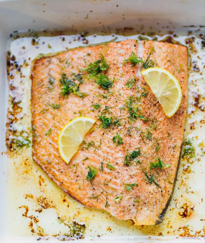 Easy One Pan Garlic Dill Lemon Baked Salmon Recipe