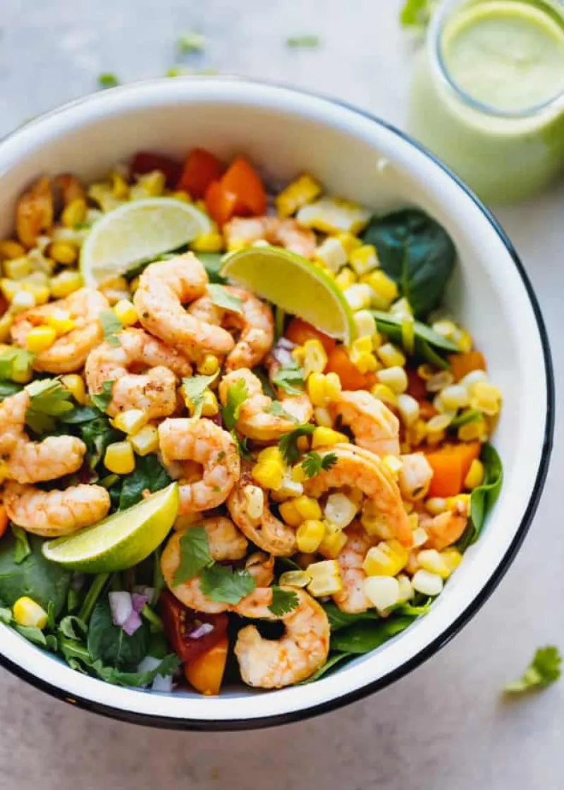 Tequila lime shrimp salad with cilantro lime dressing