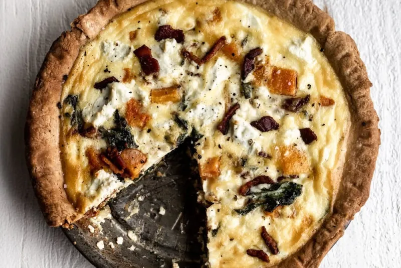 Butternut Squash, Chard and Bacon Quiche